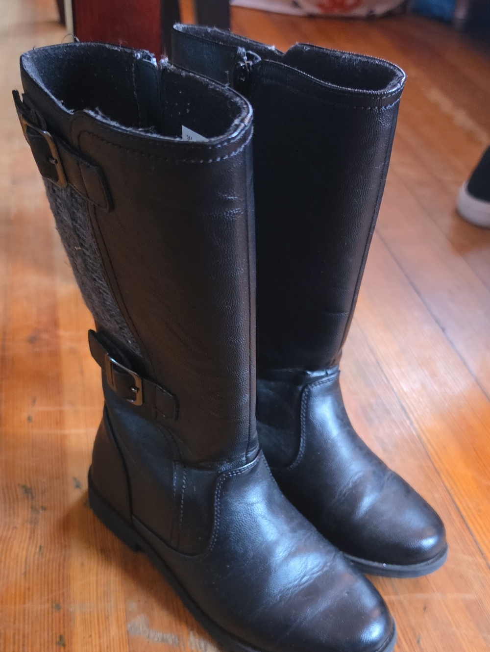 Classic Black Women's Mid-Calf Buckle Boots